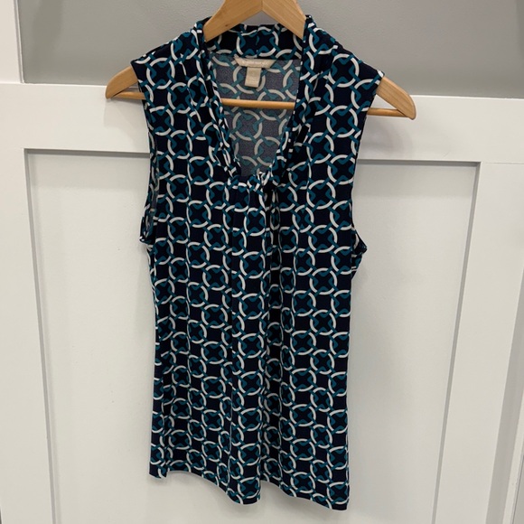 Banana Republic Tops - Banana Republic Navy and White Sleeveless Blouse